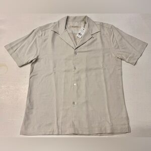 TOMMY BAHAMA Cream Diamond Jacquard Silk Shirt S